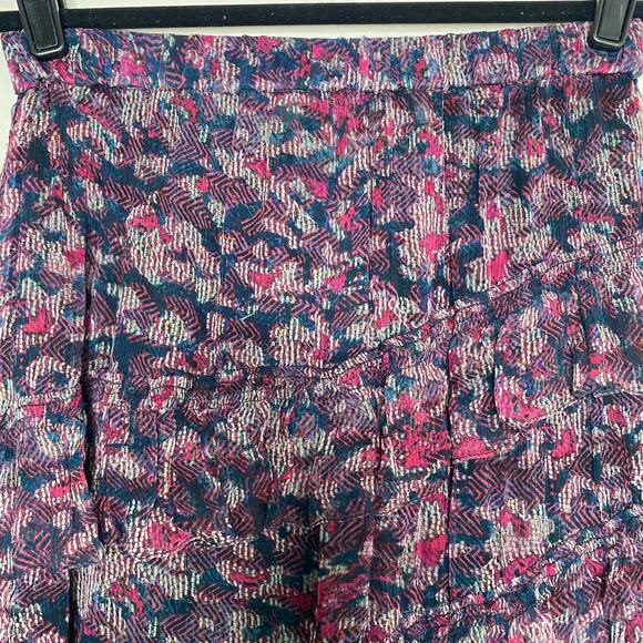 IRO Abstract Reef Asymmetric Tiered Printed Crepon Skirt in Midnight Blue FR 36 - Picture 7 of 12